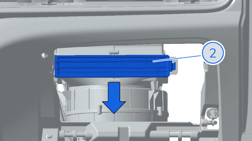 Nhấn v&agrave; thả chốt cố định ở b&ecirc;n phải để mở nắp bộ lọc điều h&ograve;a.