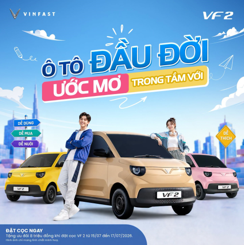 VinFast VF 2 Chính Thức Mở Cọc: Giá Chỉ 188 Triệu, Ưu Đãi Ngay 8 Triệu Trong 3 Ngày Vàng