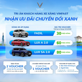 VINFAST TRI ÂN KHÁCH HÀNG XE XĂNG – ƯU ĐÃI VOUCHER ĐẾN 80 TRIỆU ĐỒNG KHI CHUYỂN ĐỔI XE ĐIỆN